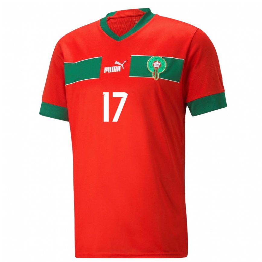 Hombre Camiseta Marruecos Sofiane Boufal #17 Rojo 1ª Equipación 22-24 Argentina