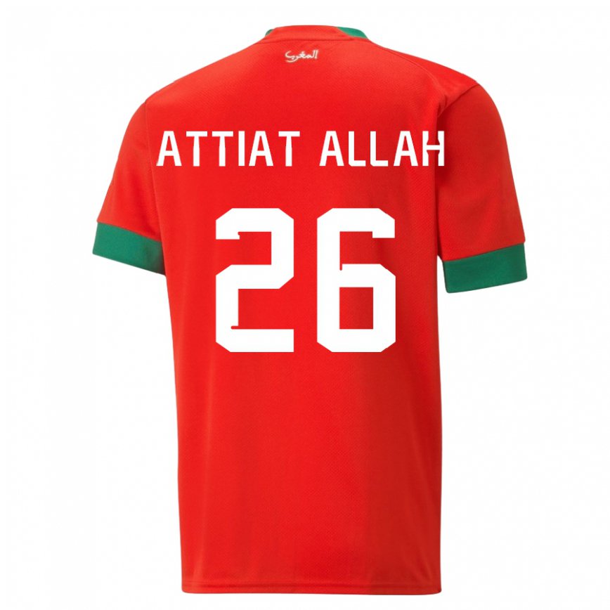 Hombre Camiseta Marruecos Yahia Attiat-allah #26 Rojo 1ª Equipación 22-24 Argentina