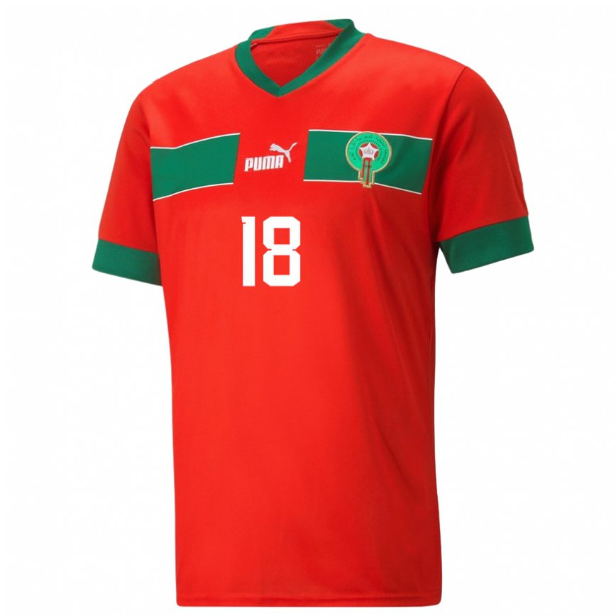 Hombre Camiseta Marruecos Amine Harit #18 Rojo 1ª Equipación 22-24 Argentina