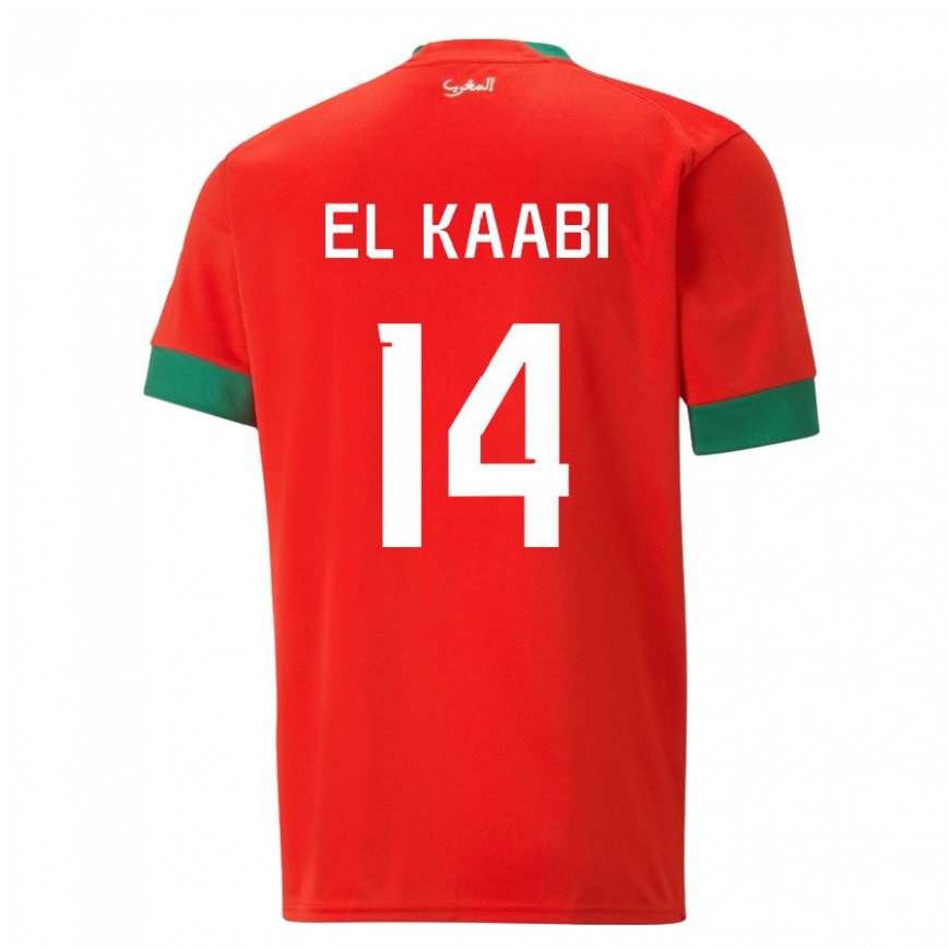 Hombre Camiseta Marruecos Ayoub El Kaabi #14 Rojo 1ª Equipación 22-24 Argentina