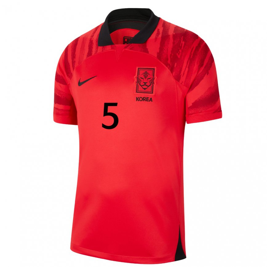 Hombre Camiseta Corea Del Sur Woo-young Jung #5 Rojo Volver 1ª Equipación 22-24 Argentina