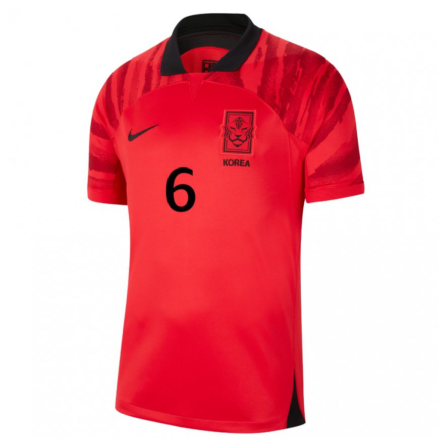 Hombre Camiseta Corea Del Sur In-beom Hwang #6 Rojo Volver 1ª Equipación 22-24 Argentina