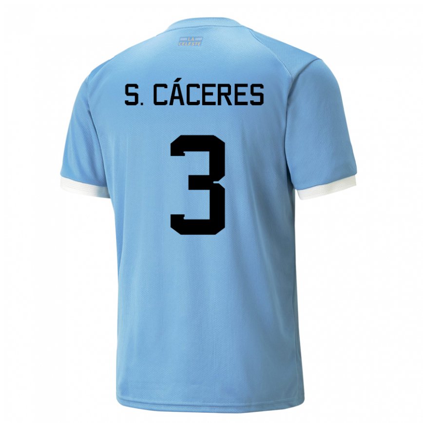 Hombre Camiseta Uruguay Sebastian Caceres #3 Azul 1ª Equipación 22-24 Argentina