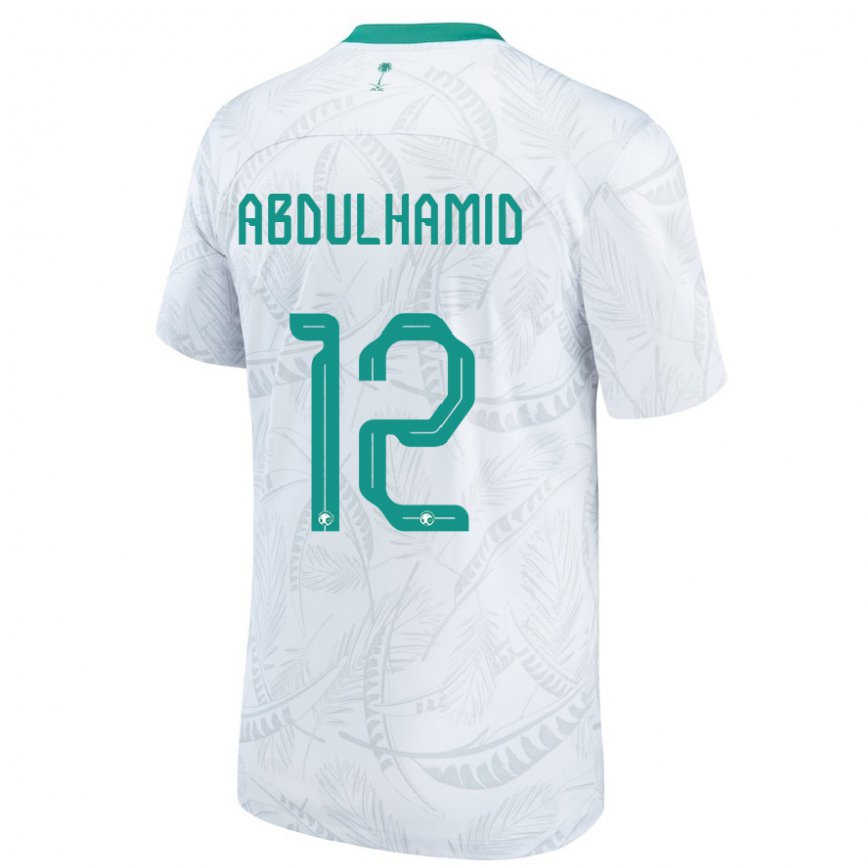 Hombre Camiseta Arabia Saudita Saud Abdulhamid #12 Blanco 1ª Equipación 22-24 Argentina