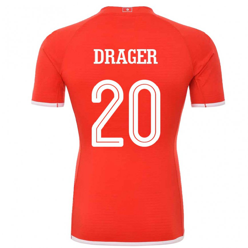 Hombre Camiseta Túnez Mohamed Drager #20 Rojo 1ª Equipación 22-24 Argentina