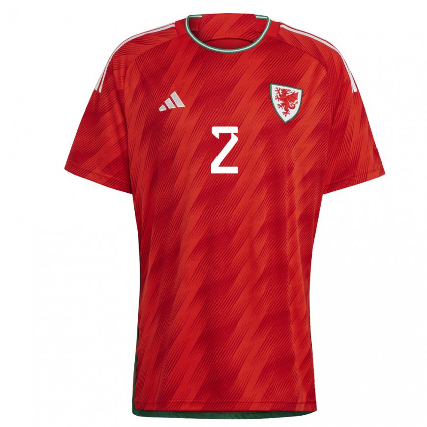 Hombre Camiseta Gales Chris Gunter #2 Rojo 1ª Equipación 22-24 Argentina