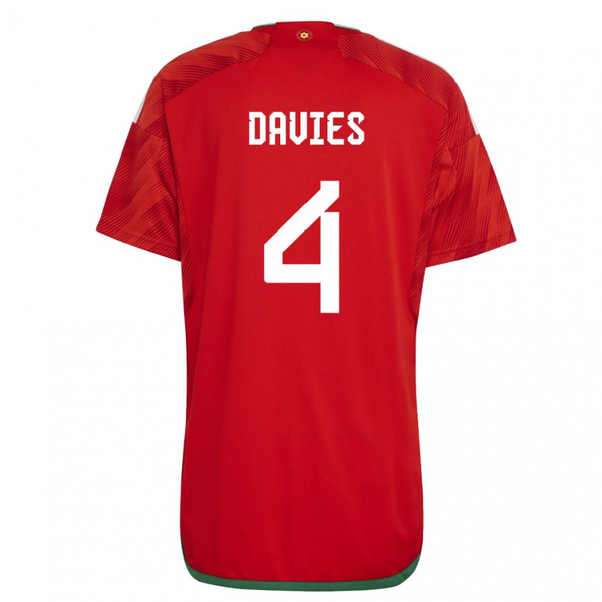 Hombre Camiseta Gales Ben Davies #4 Rojo 1ª Equipación 22-24 Argentina