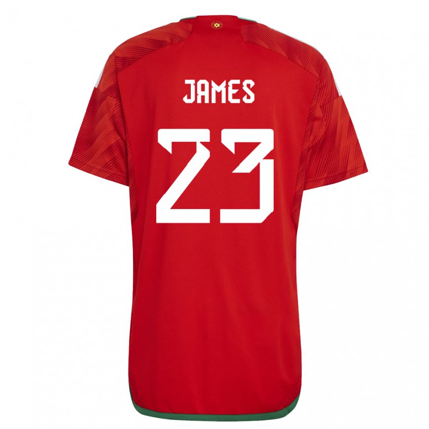 Hombre Camiseta Gales Jordan James #23 Rojo 1ª Equipación 22-24 Argentina