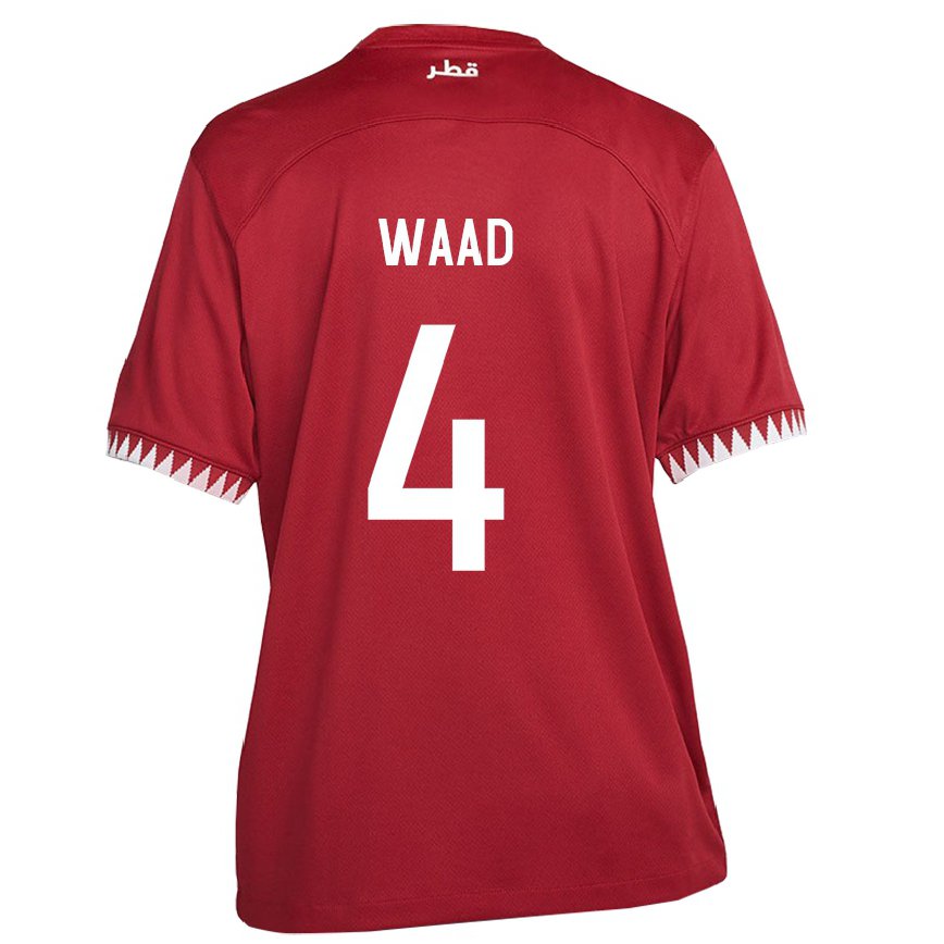 Hombre Camiseta Catar Mohammed Waad #4 Granate 1ª Equipación 22-24 Argentina