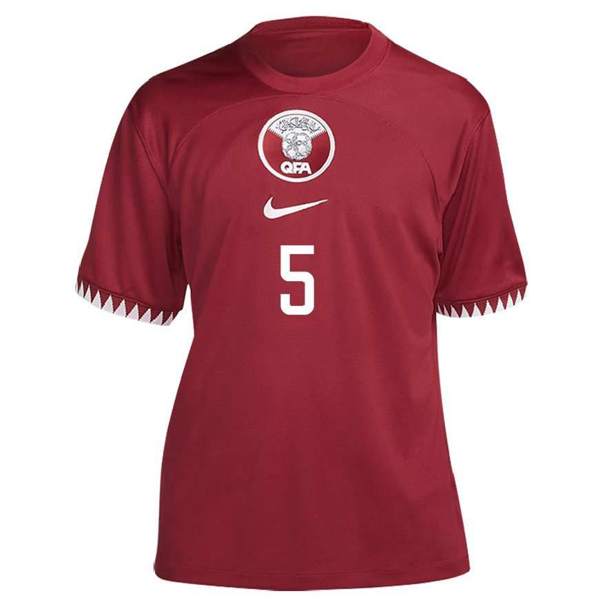 Hombre Camiseta Catar Tarek Salman #5 Granate 1ª Equipación 22-24 Argentina