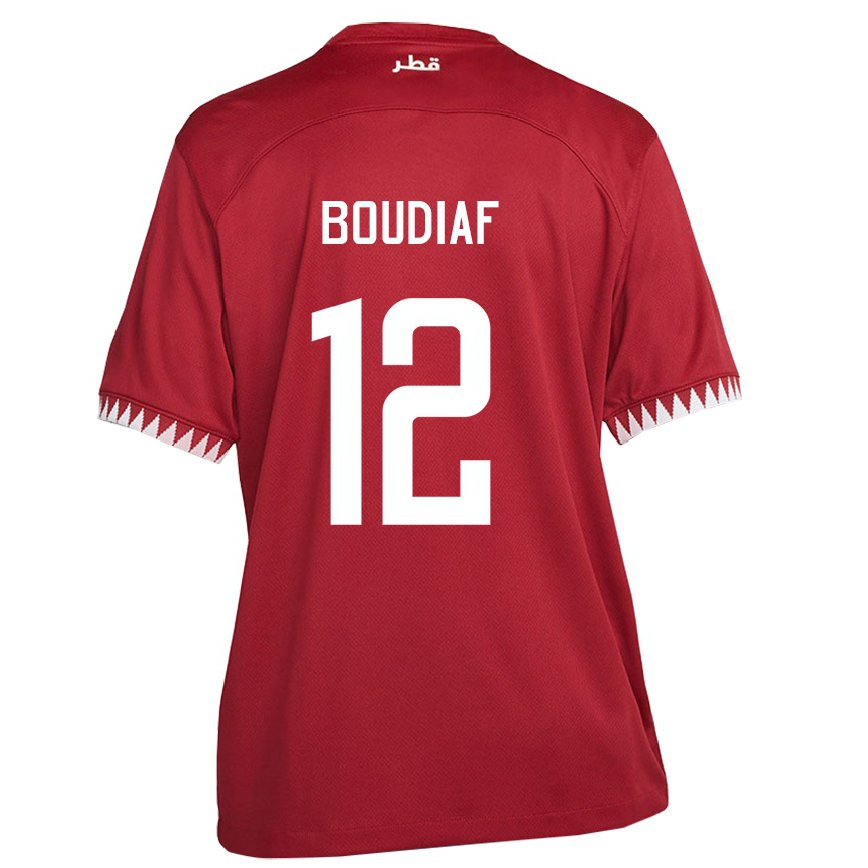 Hombre Camiseta Catar Karim Boudiaf #12 Granate 1ª Equipación 22-24 Argentina