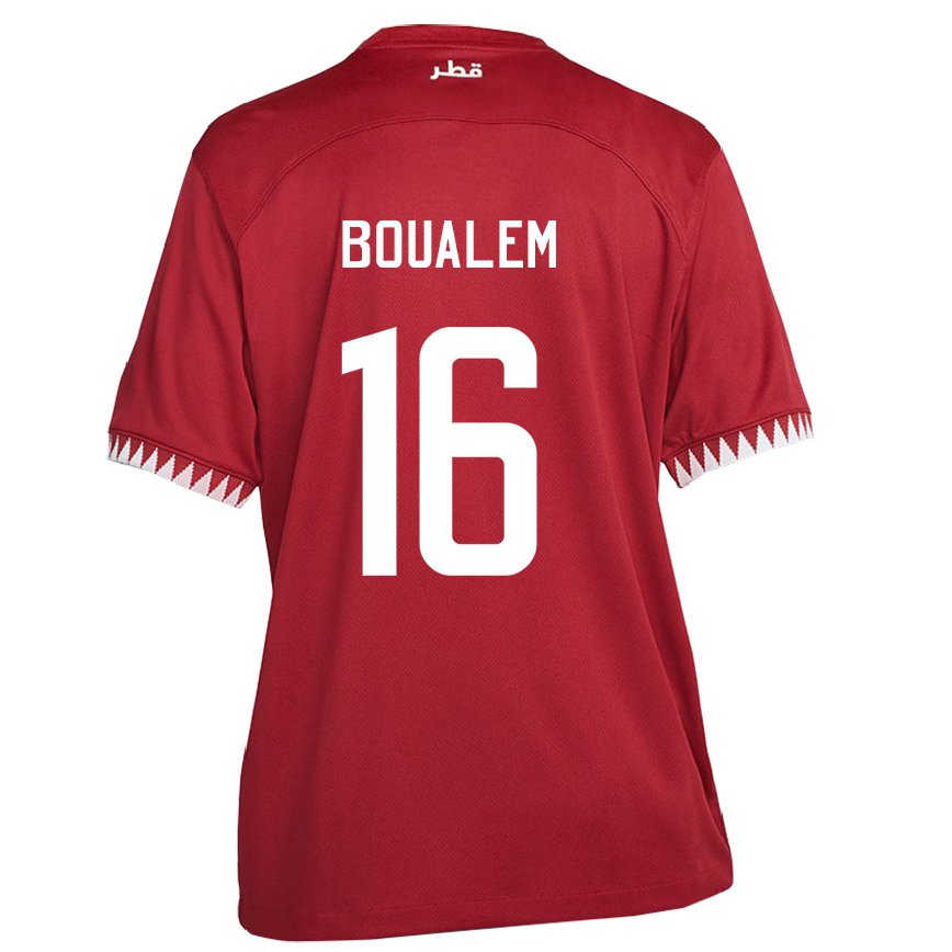 Hombre Camiseta Catar Boualem Khoukhi #16 Granate 1ª Equipación 22-24 Argentina