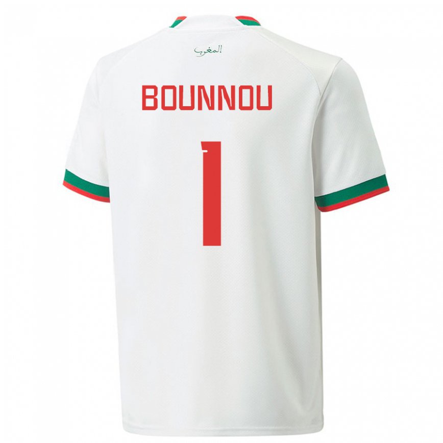 Hombre Camiseta Marruecos Yassine Bounnou #1 Blanco 2ª Equipación 22-24 Argentina