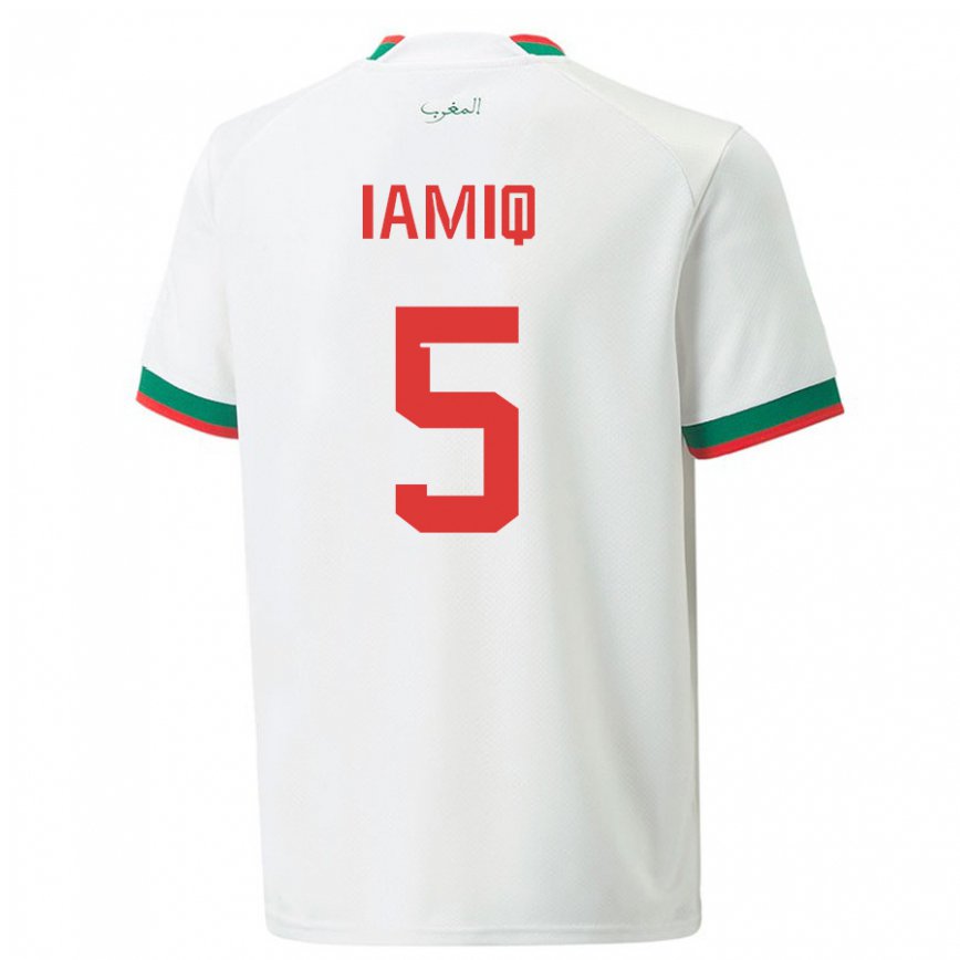 Hombre Camiseta Marruecos Jawad Iamiq #5 Blanco 2ª Equipación 22-24 Argentina