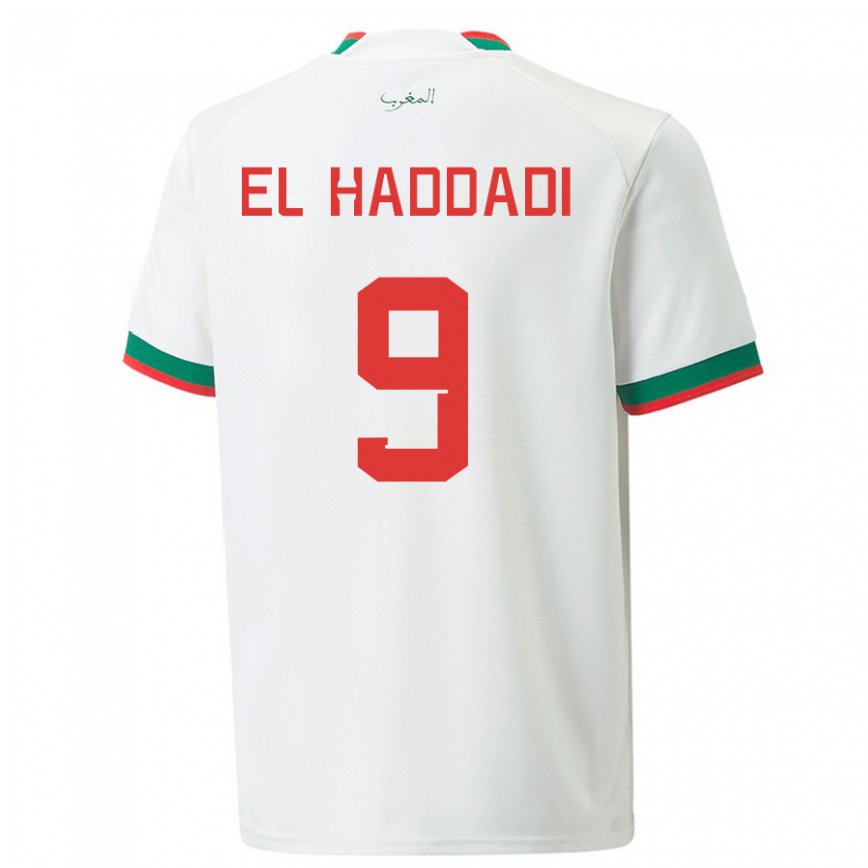 Hombre Camiseta Marruecos Munir El Haddadi #9 Blanco 2ª Equipación 22-24 Argentina