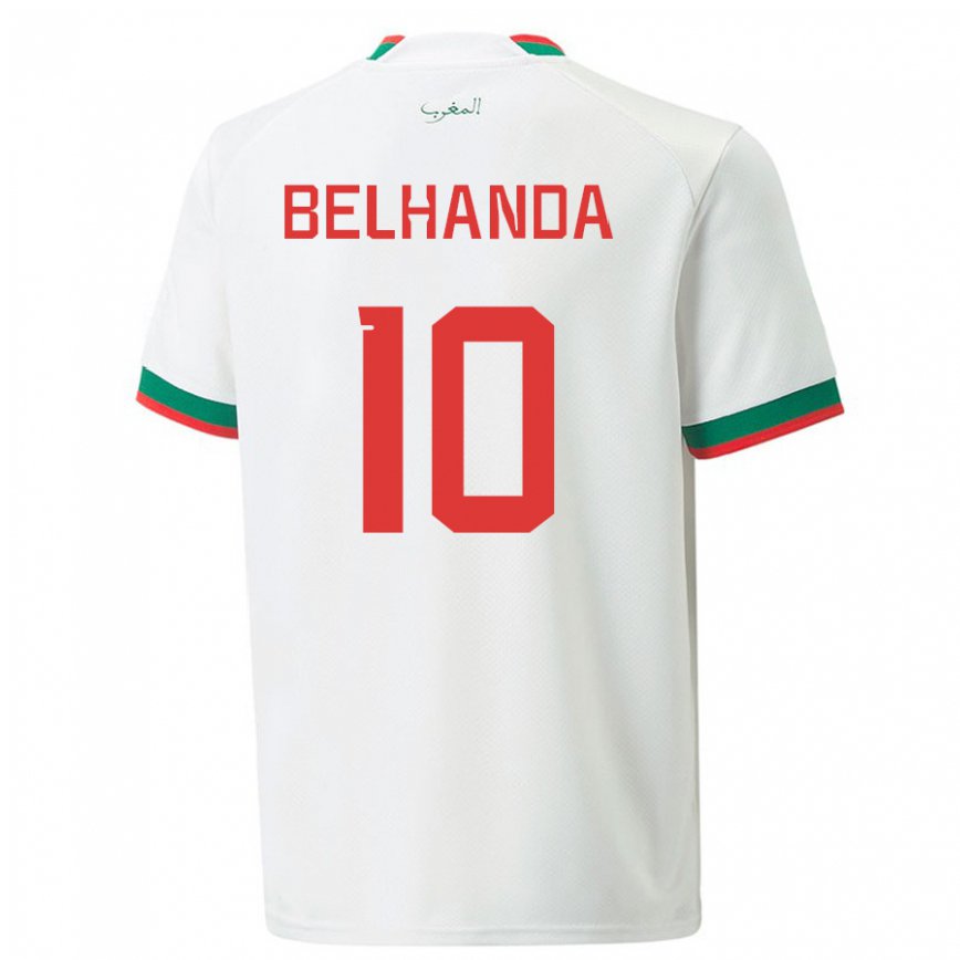 Hombre Camiseta Marruecos Youness Belhanda #10 Blanco 2ª Equipación 22-24 Argentina