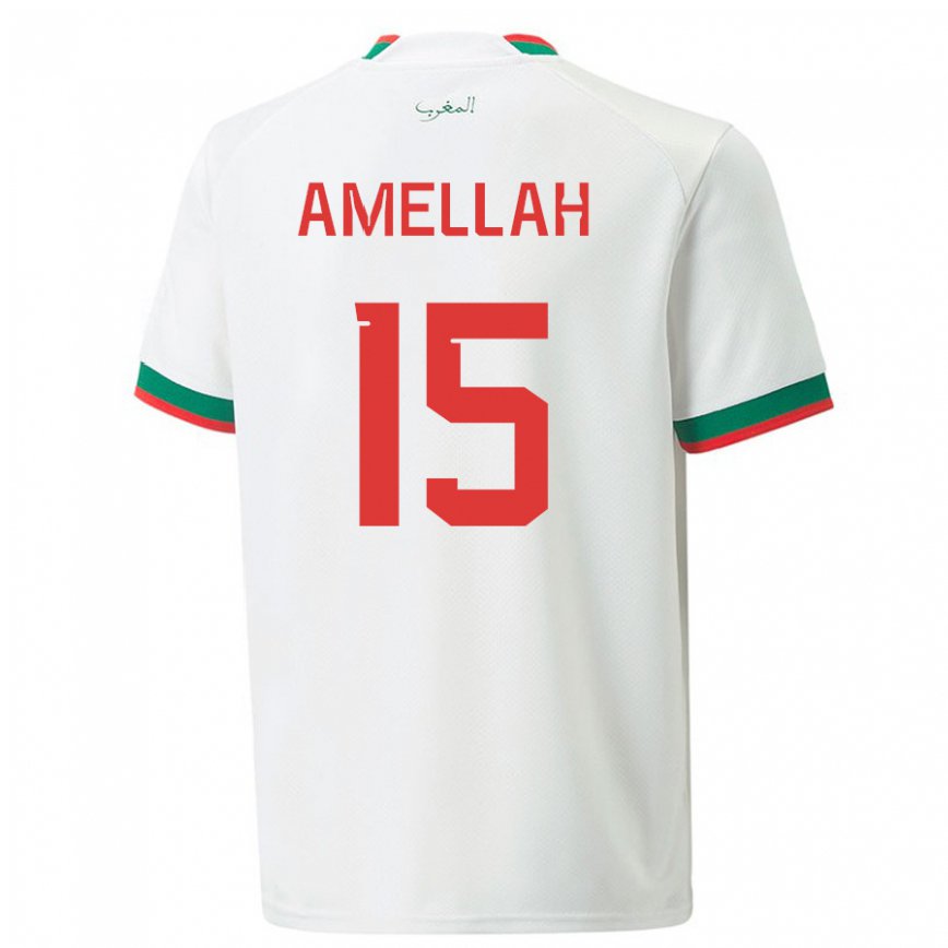 Hombre Camiseta Marruecos Selim Amellah #15 Blanco 2ª Equipación 22-24 Argentina