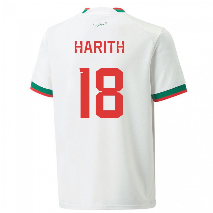 Hombre Camiseta Marruecos Amine Harith #18 Blanco 2ª Equipación 22-24 Argentina