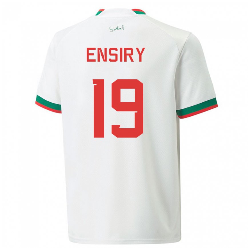 Hombre Camiseta Marruecos Youssef Ensiry #19 Blanco 2ª Equipación 22-24 Argentina