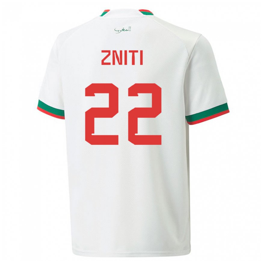 Hombre Camiseta Marruecos Anas Zniti #22 Blanco 2ª Equipación 22-24 Argentina