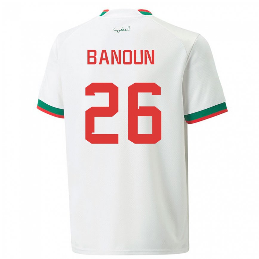 Hombre Camiseta Marruecos Badr Banoun #26 Blanco 2ª Equipación 22-24 Argentina