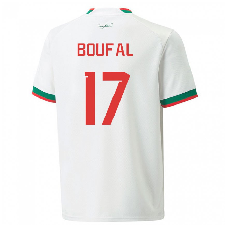 Hombre Camiseta Marruecos Sofiane Boufal #17 Blanco 2ª Equipación 22-24 Argentina