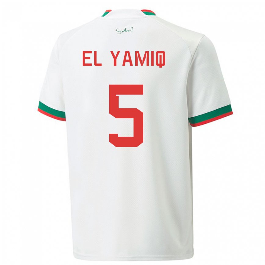 Hombre Camiseta Marruecos Jawad El Yamiq #5 Blanco 2ª Equipación 22-24 Argentina