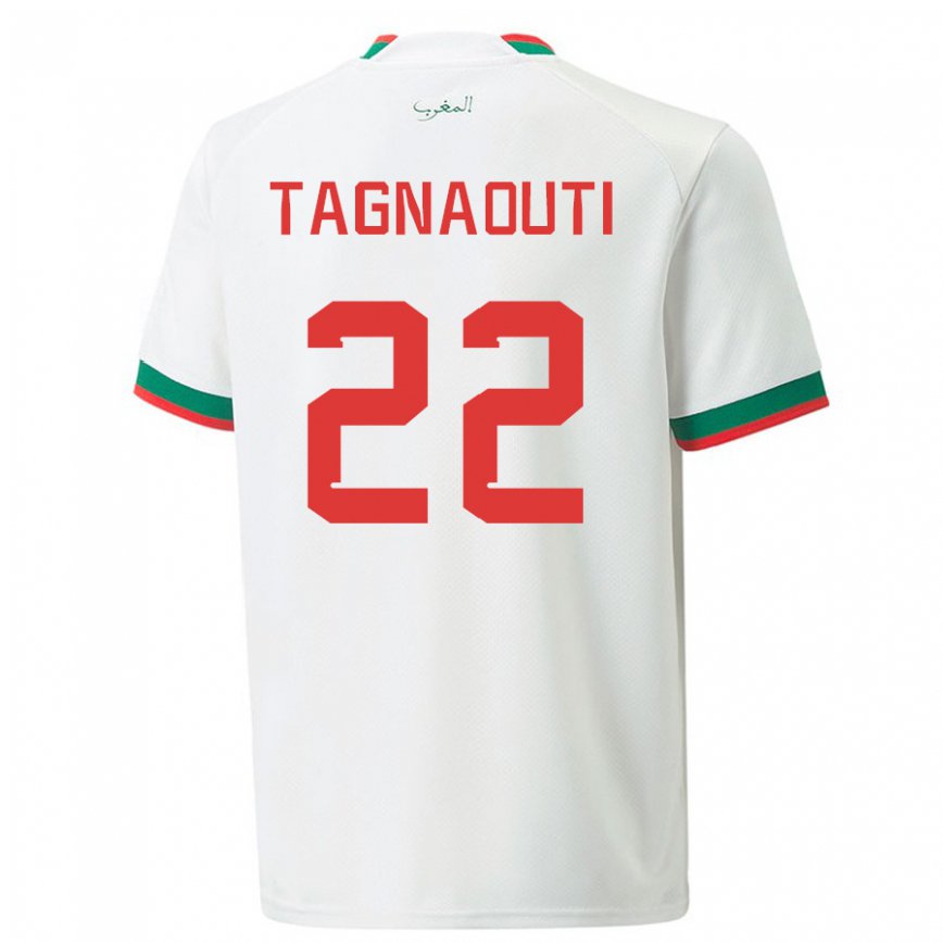 Hombre Camiseta Marruecos Ahmed Reda Tagnaouti #22 Blanco 2ª Equipación 22-24 Argentina