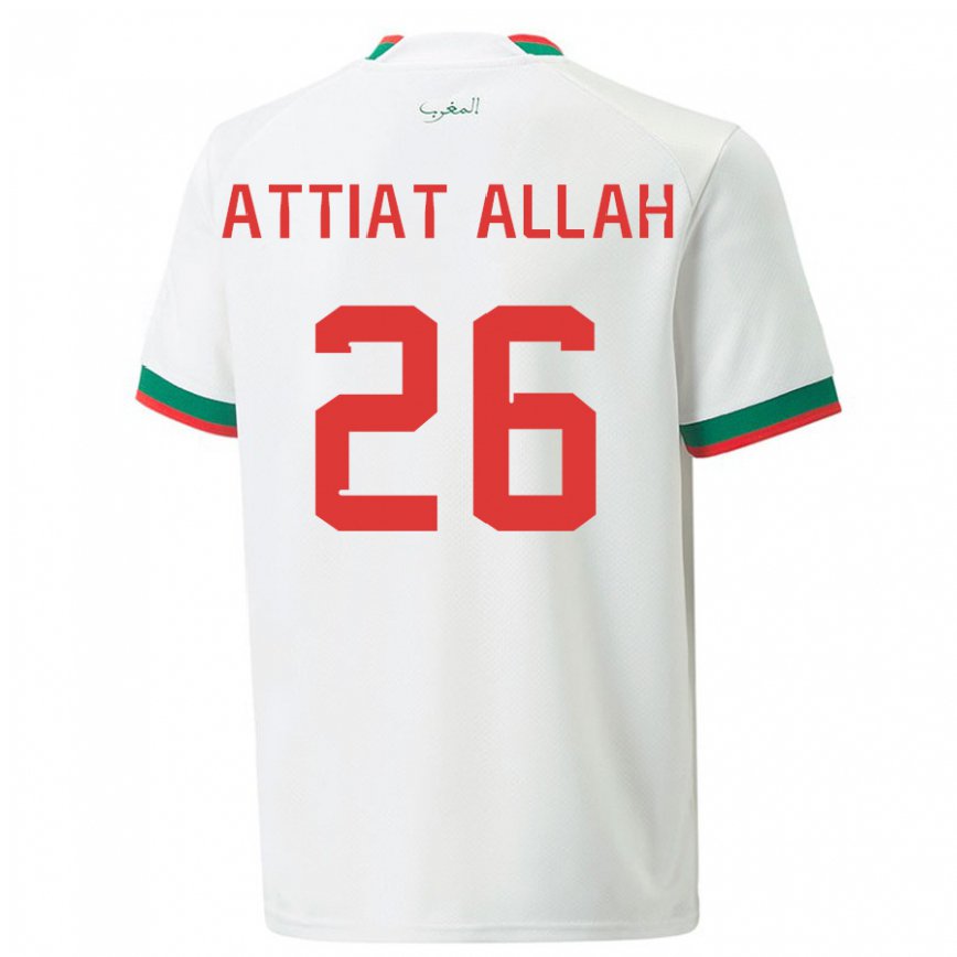 Hombre Camiseta Marruecos Yahia Attiat-allah #26 Blanco 2ª Equipación 22-24 Argentina