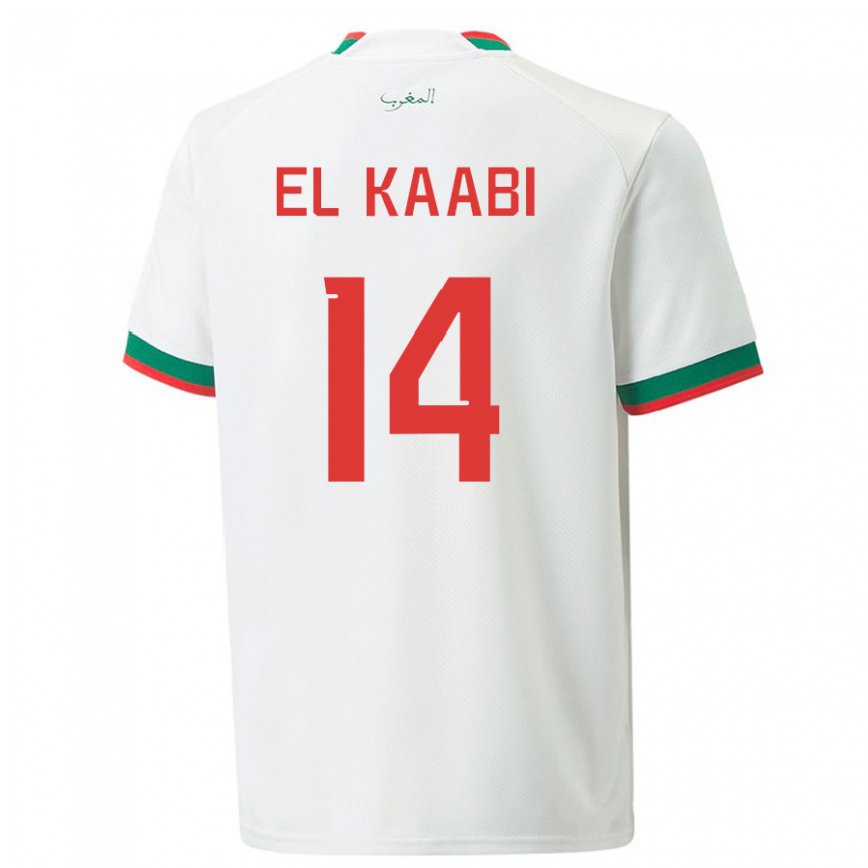 Hombre Camiseta Marruecos Ayoub El Kaabi #14 Blanco 2ª Equipación 22-24 Argentina