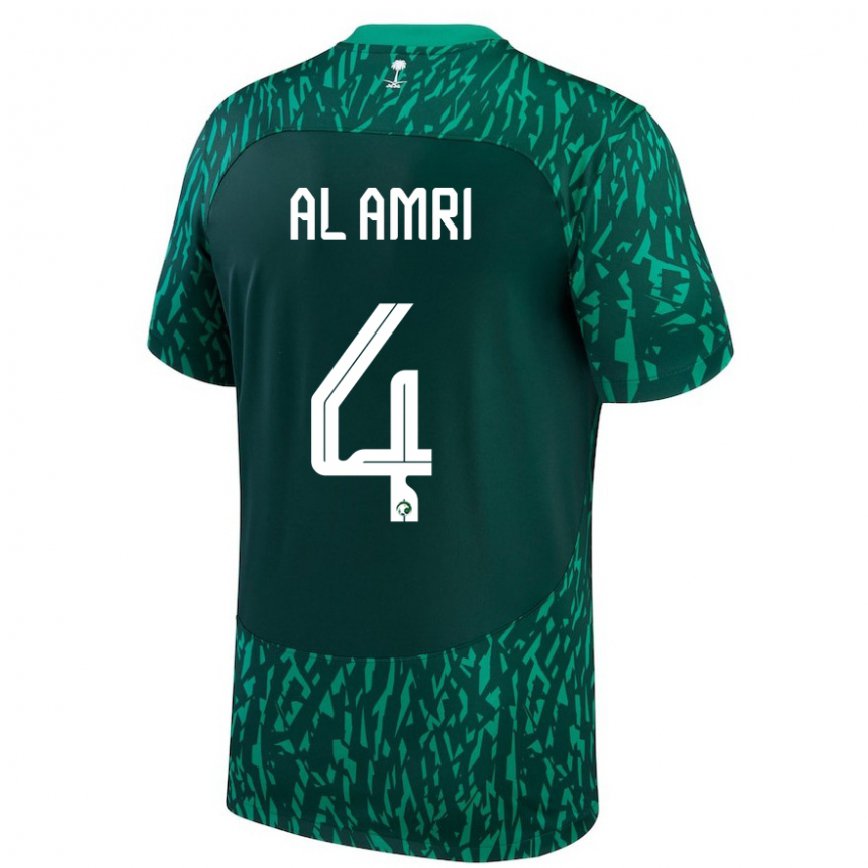 Hombre Camiseta Arabia Saudita Abdulelah Al Amri #4 Verde Oscuro 2ª Equipación 22-24 Argentina