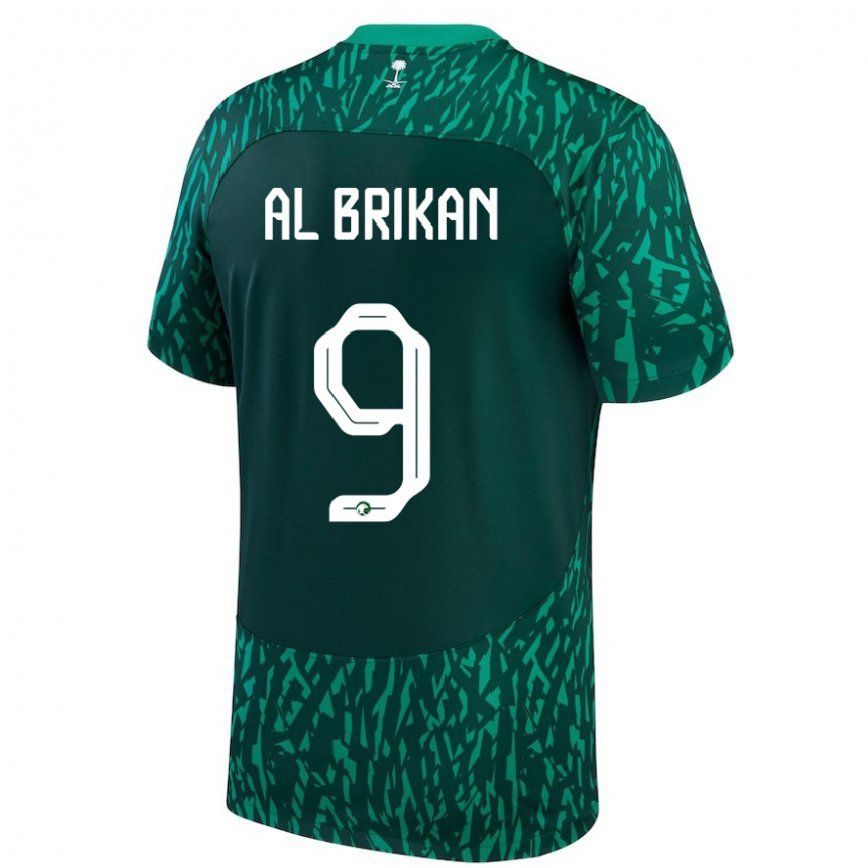 Hombre Camiseta Arabia Saudita Feras Al Brikan #9 Verde Oscuro 2ª Equipación 22-24 Argentina