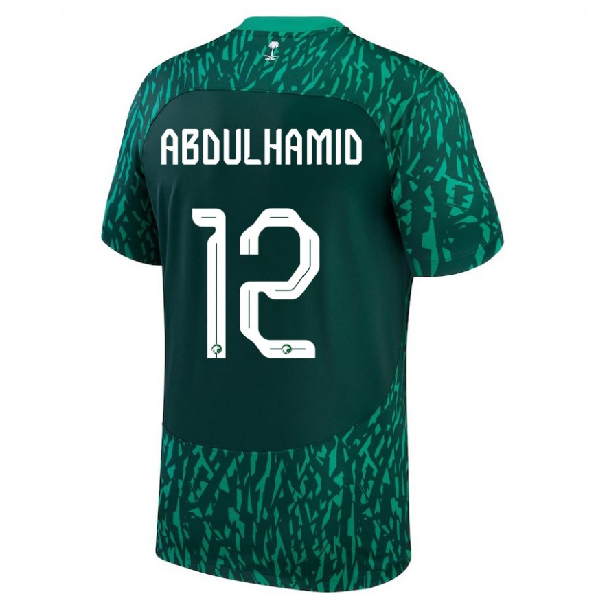 Hombre Camiseta Arabia Saudita Saud Abdulhamid #12 Verde Oscuro 2ª Equipación 22-24 Argentina