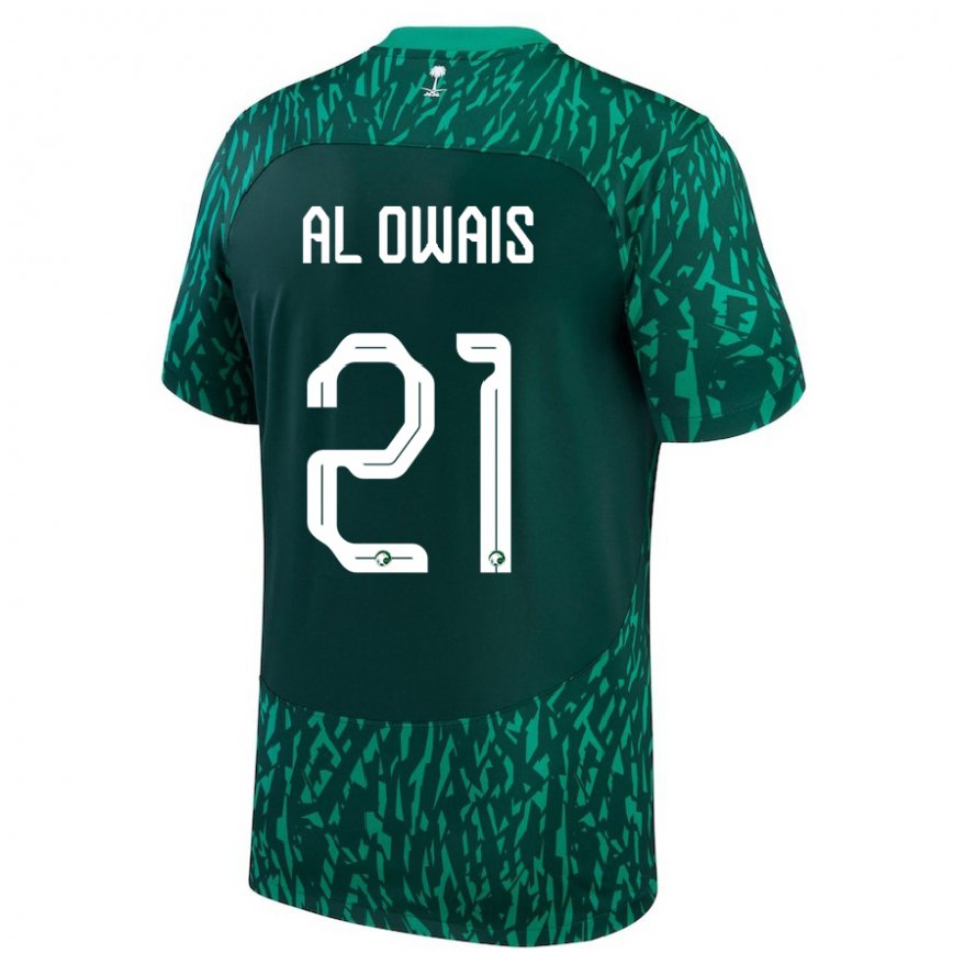 Hombre Camiseta Arabia Saudita Mohammed Al Owais #21 Verde Oscuro 2ª Equipación 22-24 Argentina