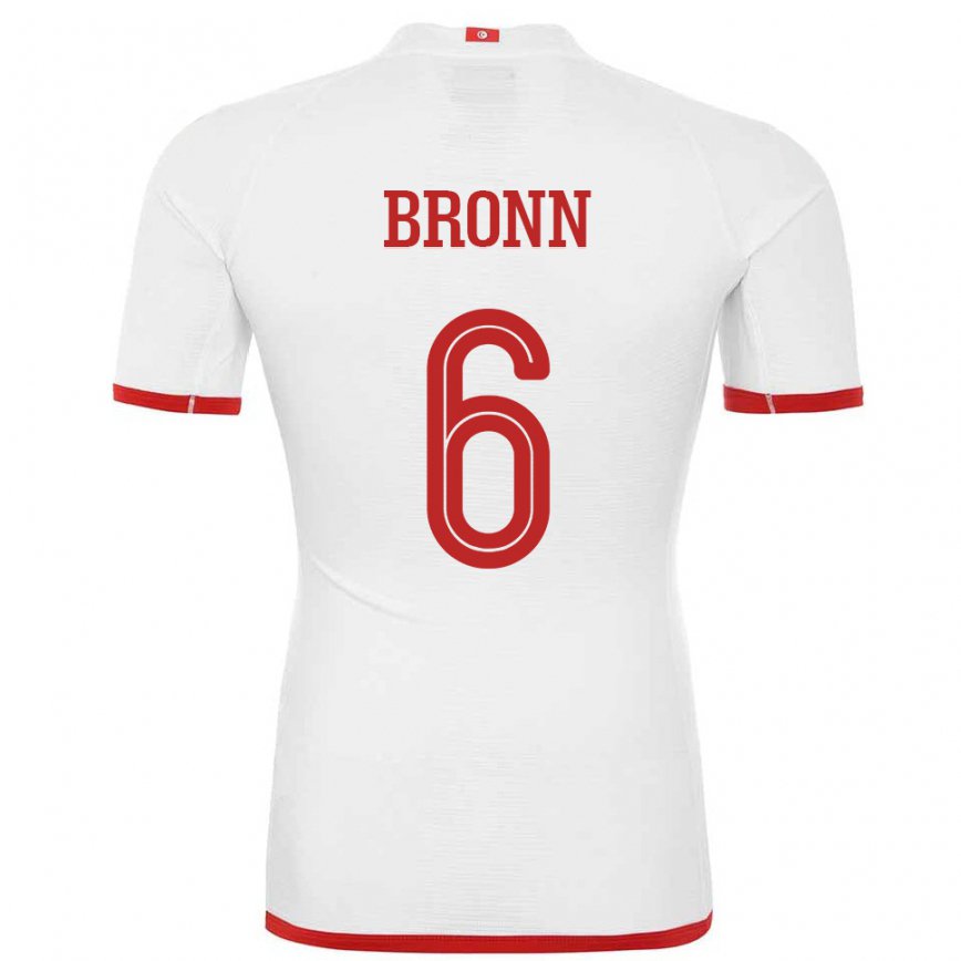 Hombre Camiseta Túnez Dylan Bronn #6 Blanco 2ª Equipación 22-24 Argentina