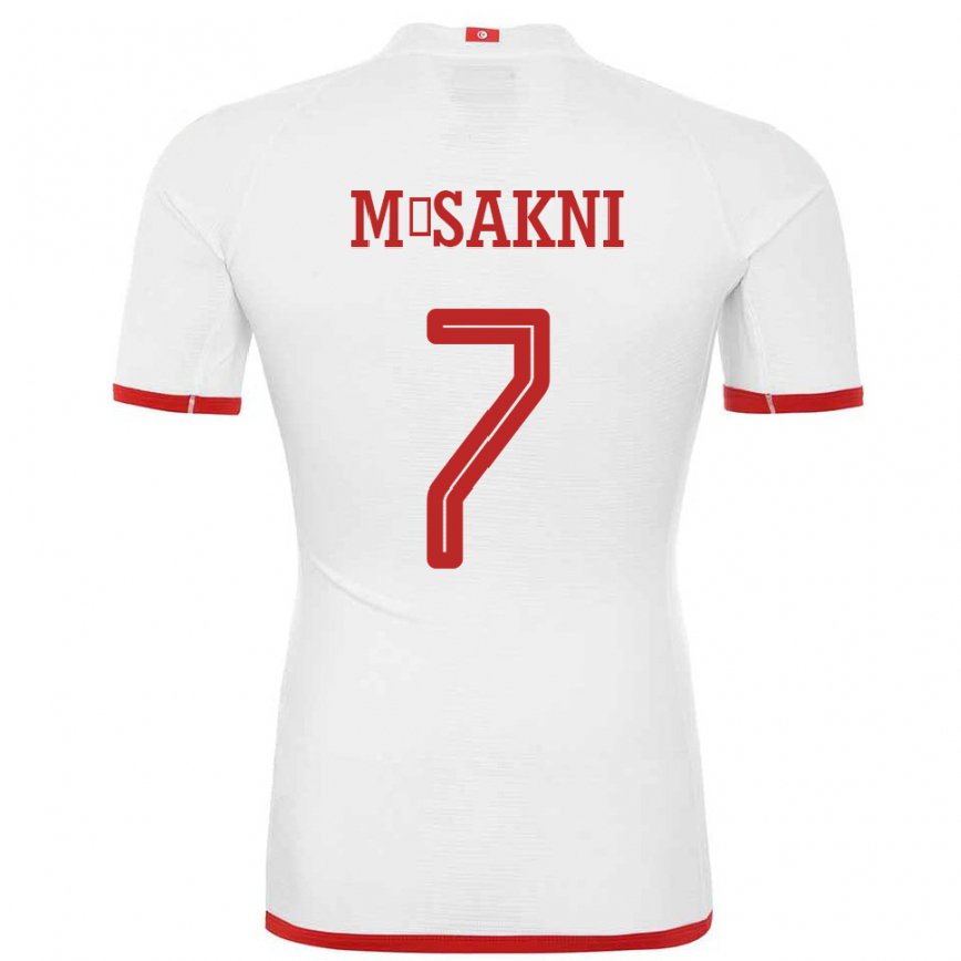 Hombre Camiseta Túnez Youssef M Sakni #7 Blanco 2ª Equipación 22-24 Argentina