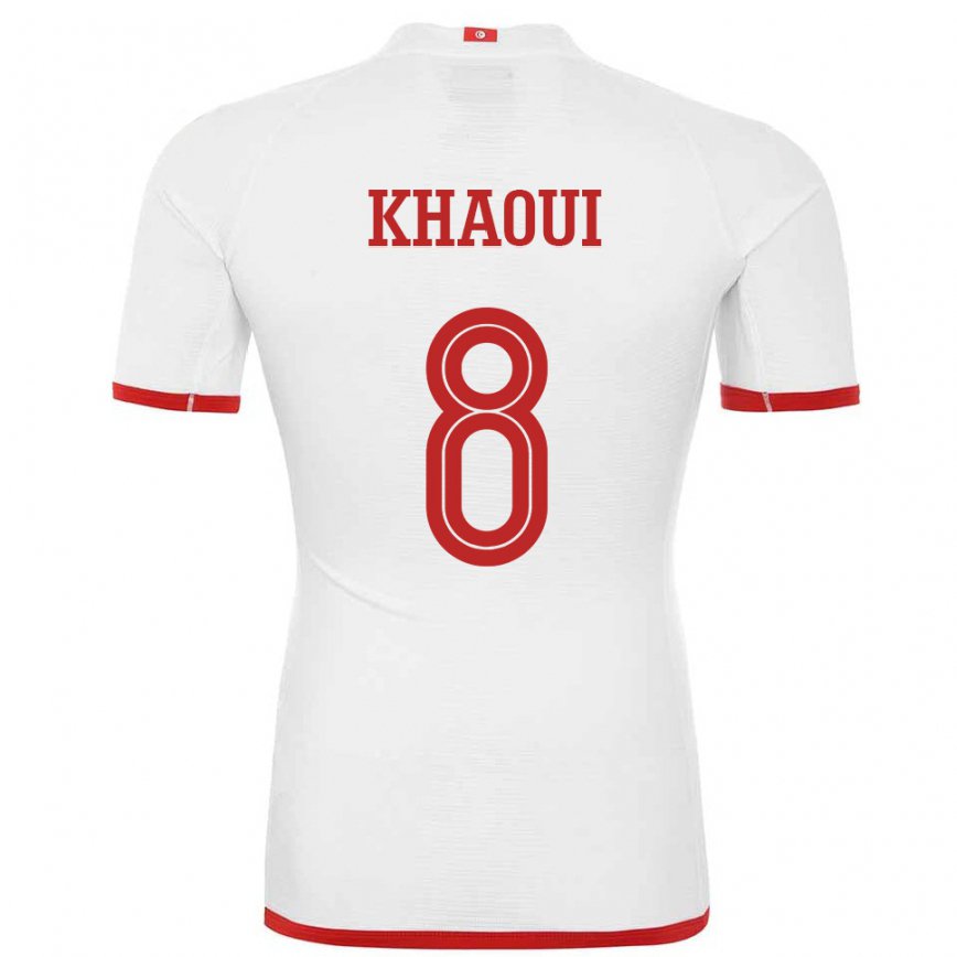 Hombre Camiseta Túnez Saif Eddine Khaoui #8 Blanco 2ª Equipación 22-24 Argentina