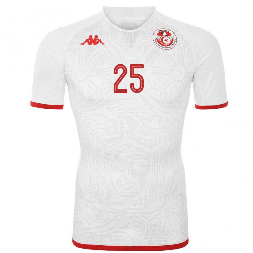 Hombre Camiseta Túnez Anis Ben Slimane #25 Blanco 2ª Equipación 22-24 Argentina