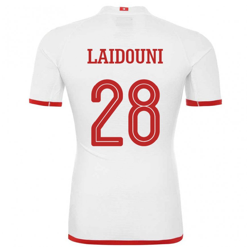 Hombre Camiseta Túnez Aissa Laidouni #28 Blanco 2ª Equipación 22-24 Argentina