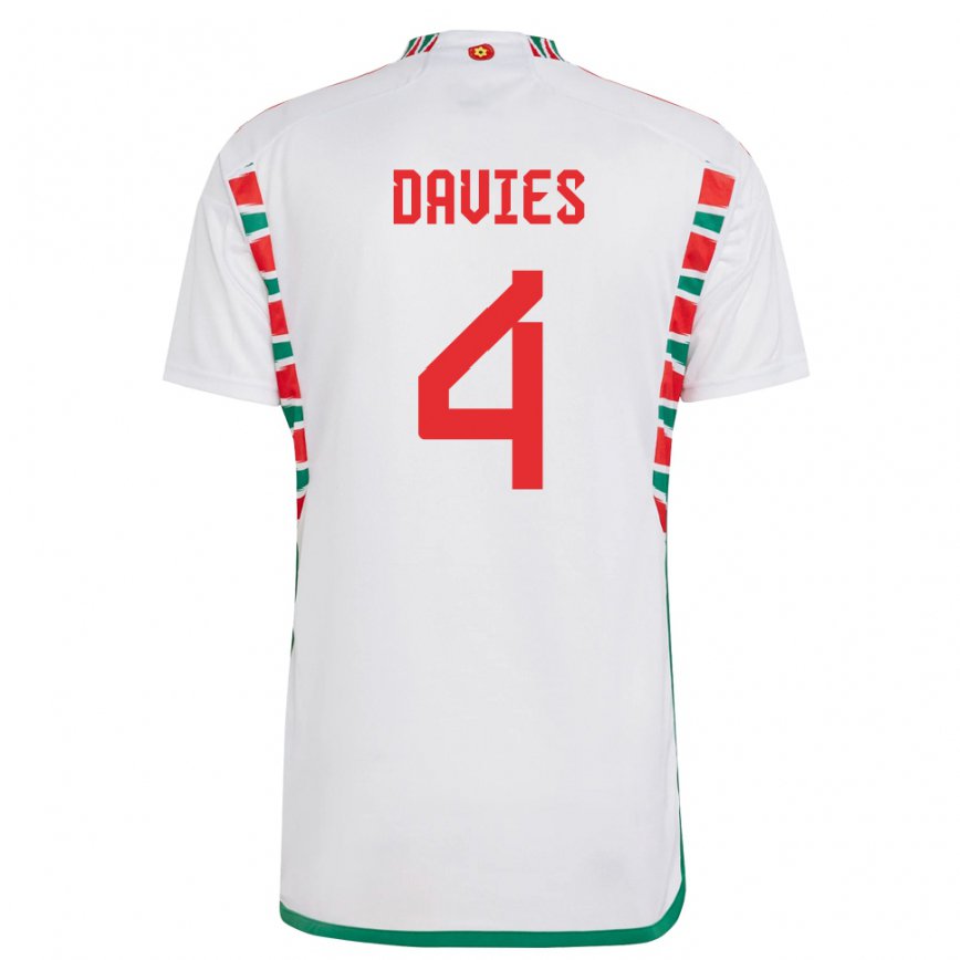 Hombre Camiseta Gales Ben Davies #4 Blanco 2ª Equipación 22-24 Argentina