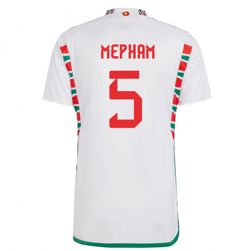 Hombre Camiseta Gales Chris Mepham #5 Blanco 2ª Equipación 22-24 Argentina