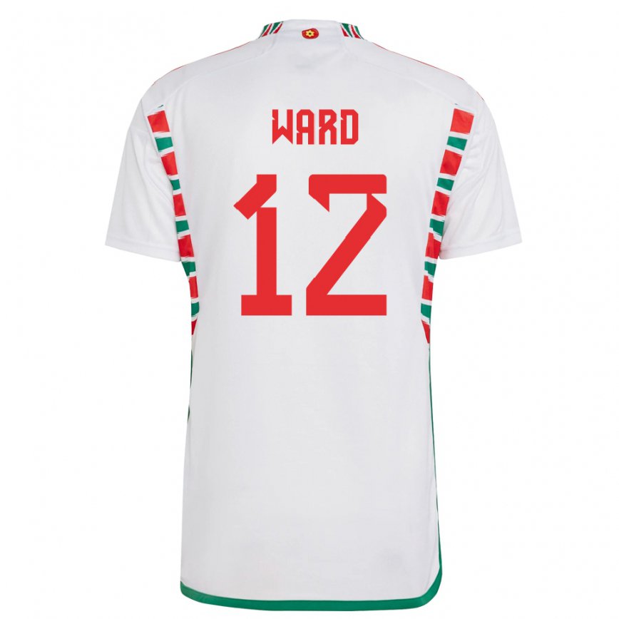 Hombre Camiseta Gales Danny Ward #12 Blanco 2ª Equipación 22-24 Argentina