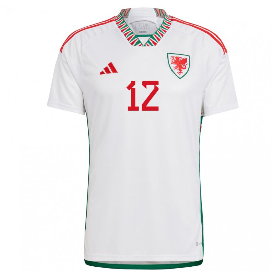 Hombre Camiseta Gales Danny Ward #12 Blanco 2ª Equipación 22-24 Argentina