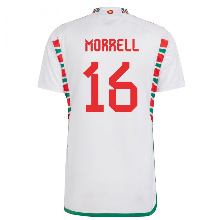 Hombre Camiseta Gales Joe Morrell #16 Blanco 2ª Equipación 22-24 Argentina