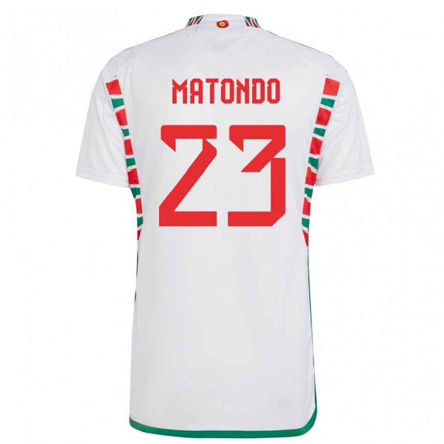 Hombre Camiseta Gales Rabbi Matondo #23 Blanco 2ª Equipación 22-24 Argentina