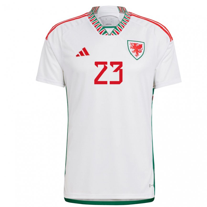 Hombre Camiseta Gales Jordan James #23 Blanco 2ª Equipación 22-24 Argentina