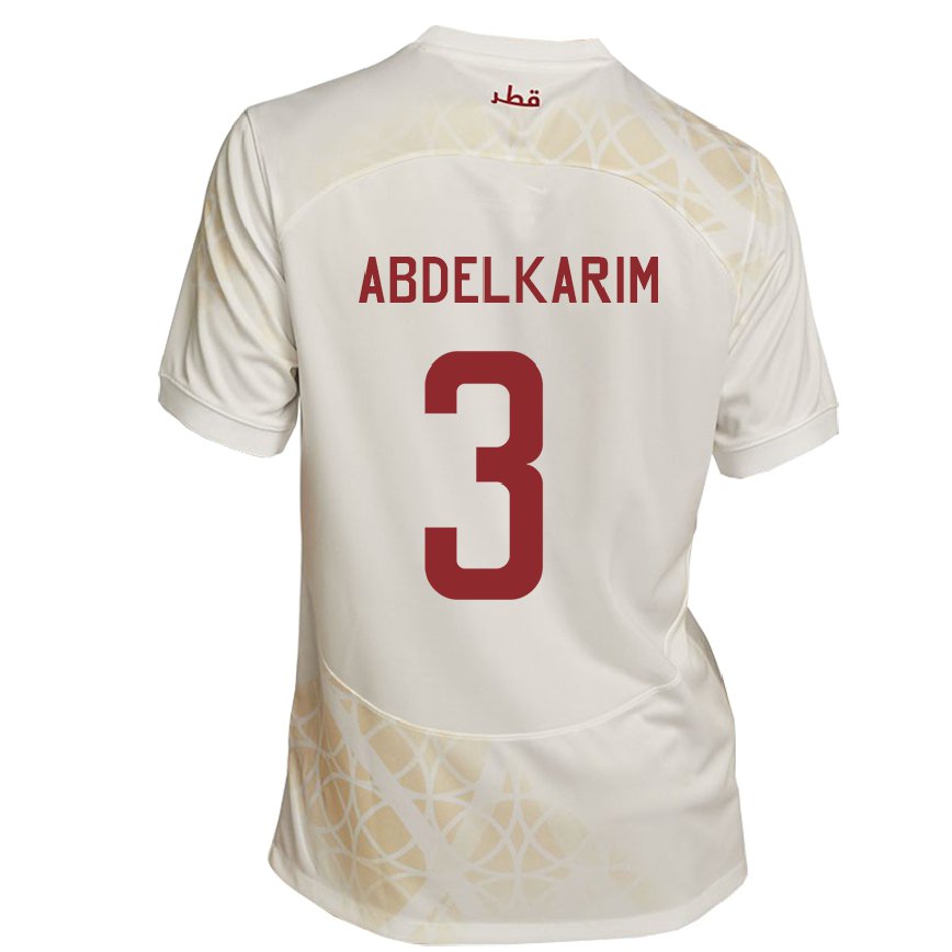 Hombre Camiseta Catar Abdelkarim Hassan #3 Beis Dorado 2ª Equipación 22-24 Argentina