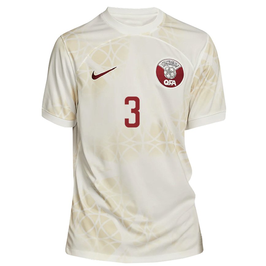 Hombre Camiseta Catar Abdelkarim Hassan #3 Beis Dorado 2ª Equipación 22-24 Argentina