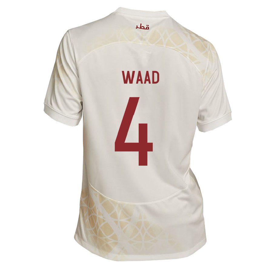 Hombre Camiseta Catar Mohammed Waad #4 Beis Dorado 2ª Equipación 22-24 Argentina