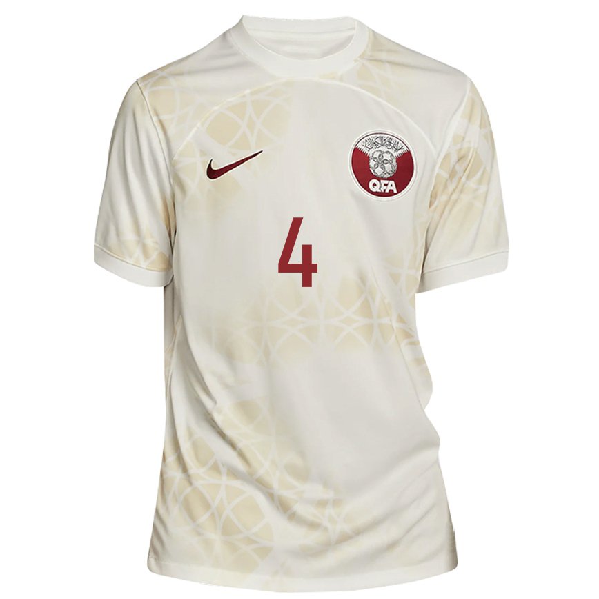 Hombre Camiseta Catar Mohammed Waad #4 Beis Dorado 2ª Equipación 22-24 Argentina